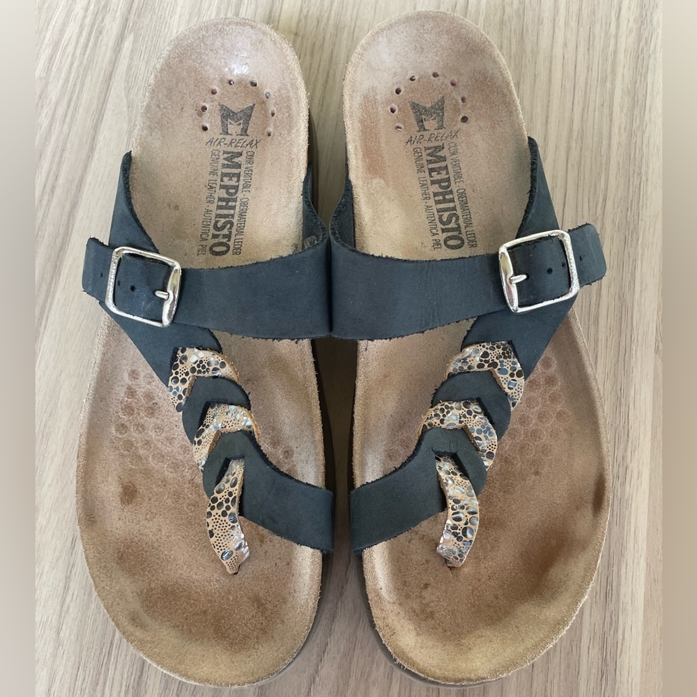 Mephisto Women's Black and Tan Sandals